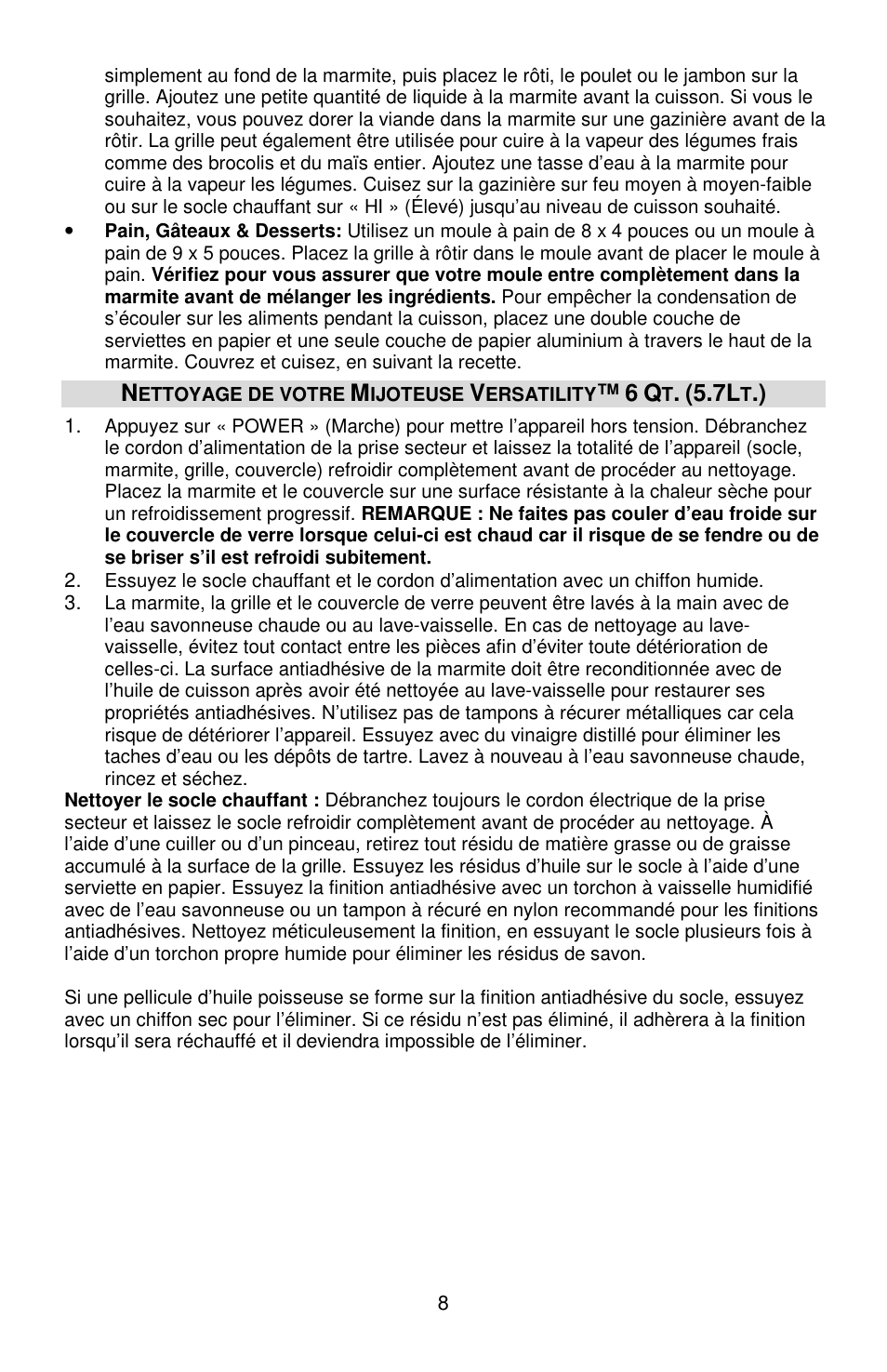 West Bend Versatility L5800 User Manual | Page 22 / 44