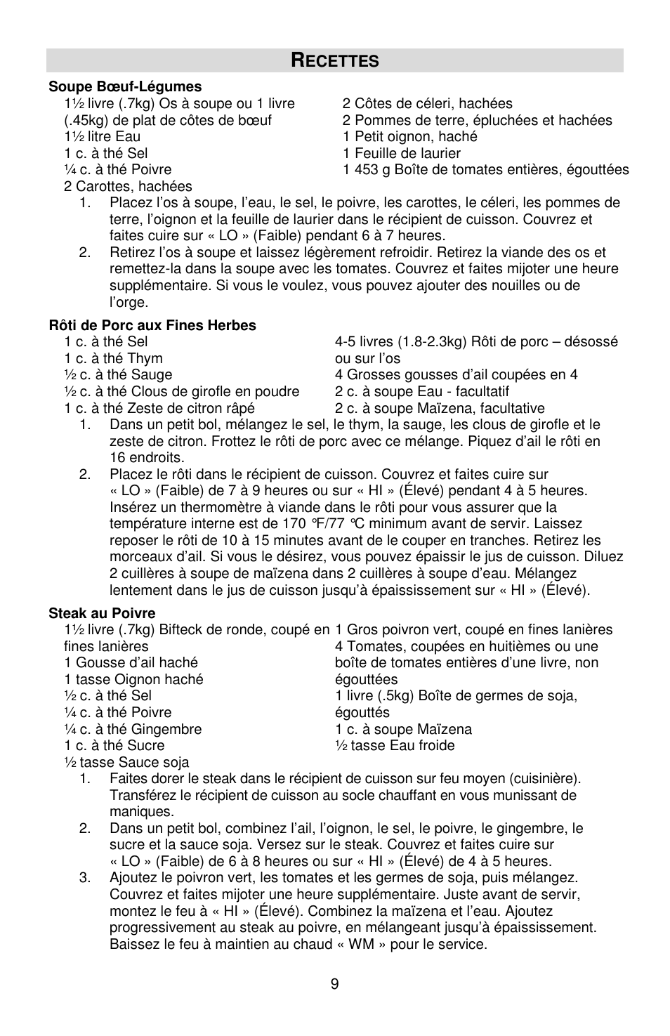 West Bend Versatility L5800 User Manual | Page 23 / 44