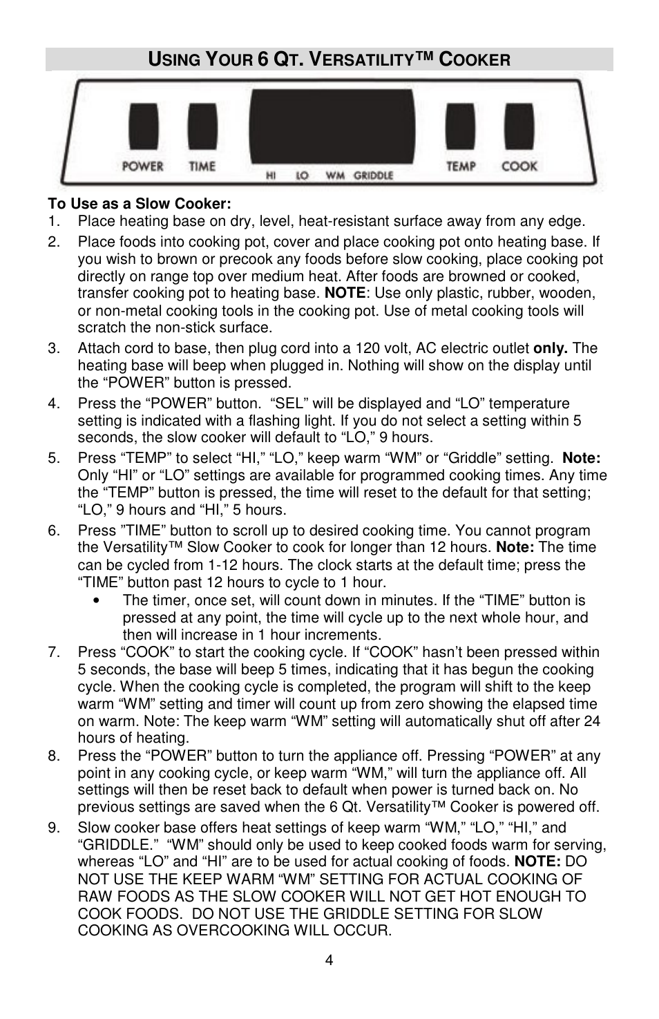 West Bend Versatility L5800 User Manual | Page 4 / 44