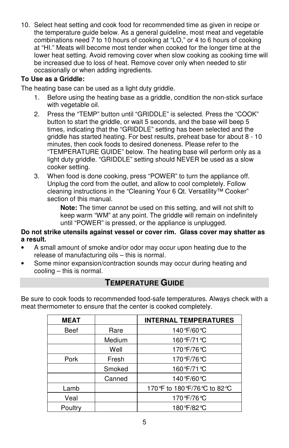 West Bend Versatility L5800 User Manual | Page 5 / 44