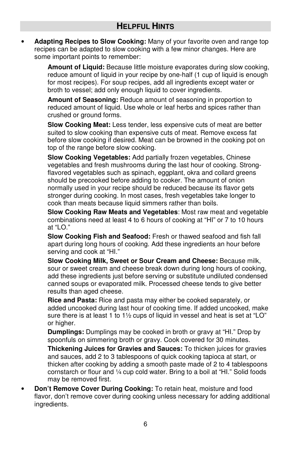 West Bend Versatility L5800 User Manual | Page 6 / 44