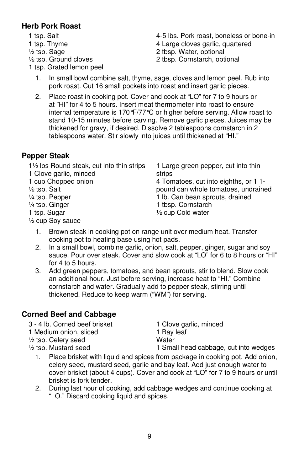 West Bend Versatility L5800 User Manual | Page 9 / 44