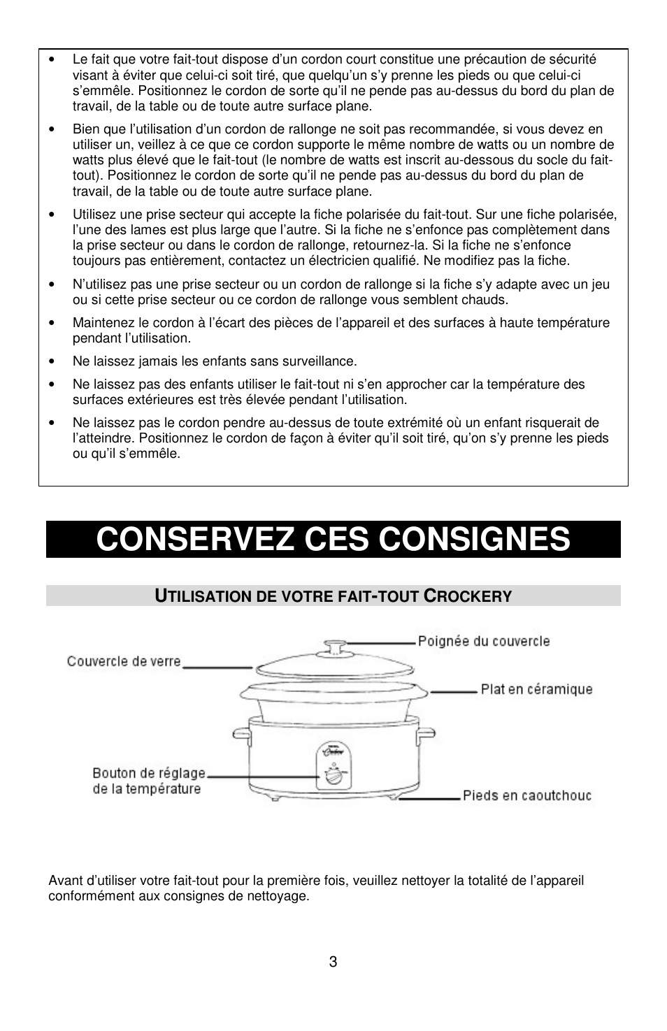 Conservez ces consignes | West Bend Crockery L5661A User Manual | Page 12 / 28