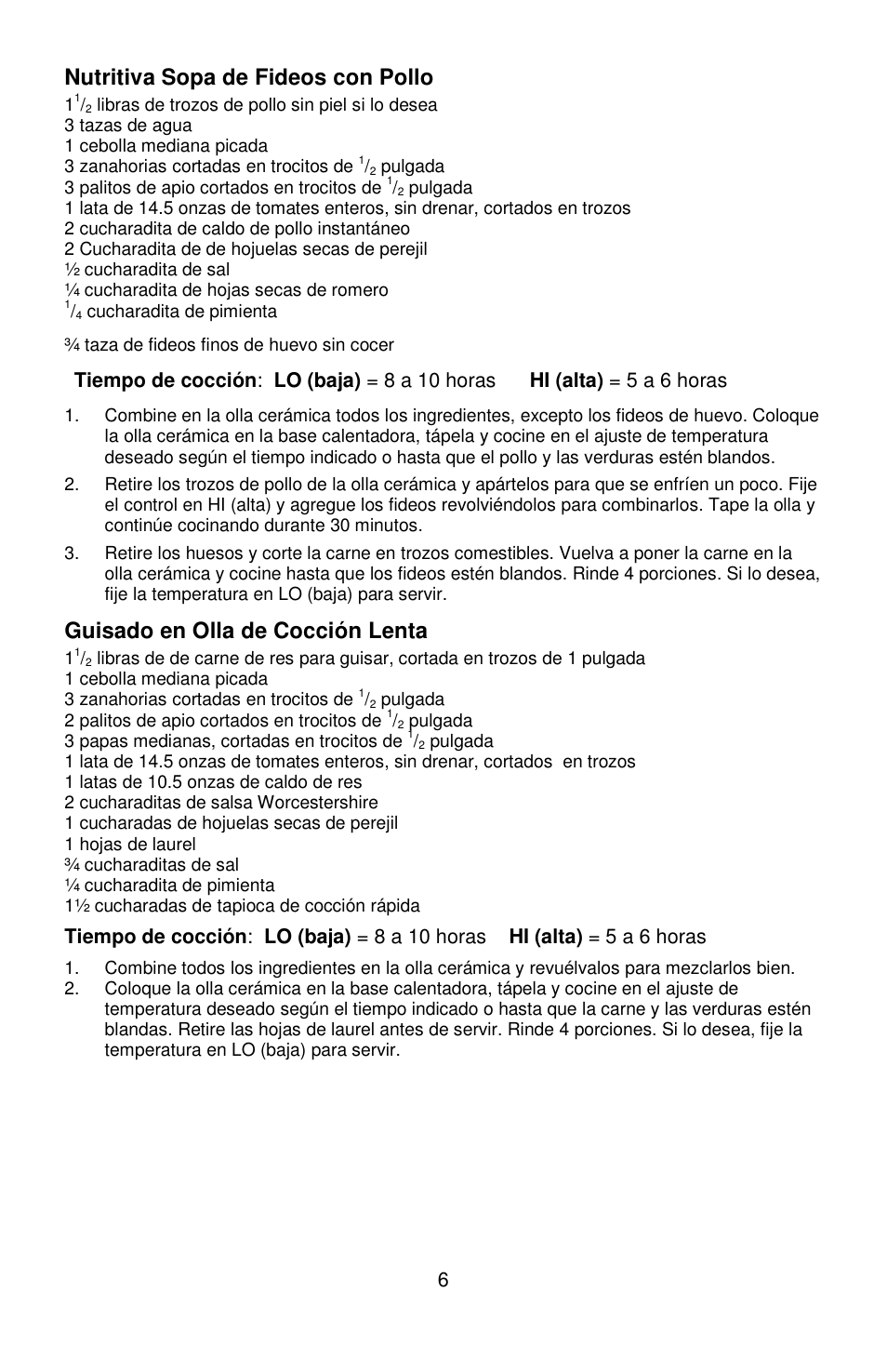 Nutritiva sopa de fideos con pollo, Guisado en olla de cocción lenta | West Bend Crockery L5661A User Manual | Page 24 / 28