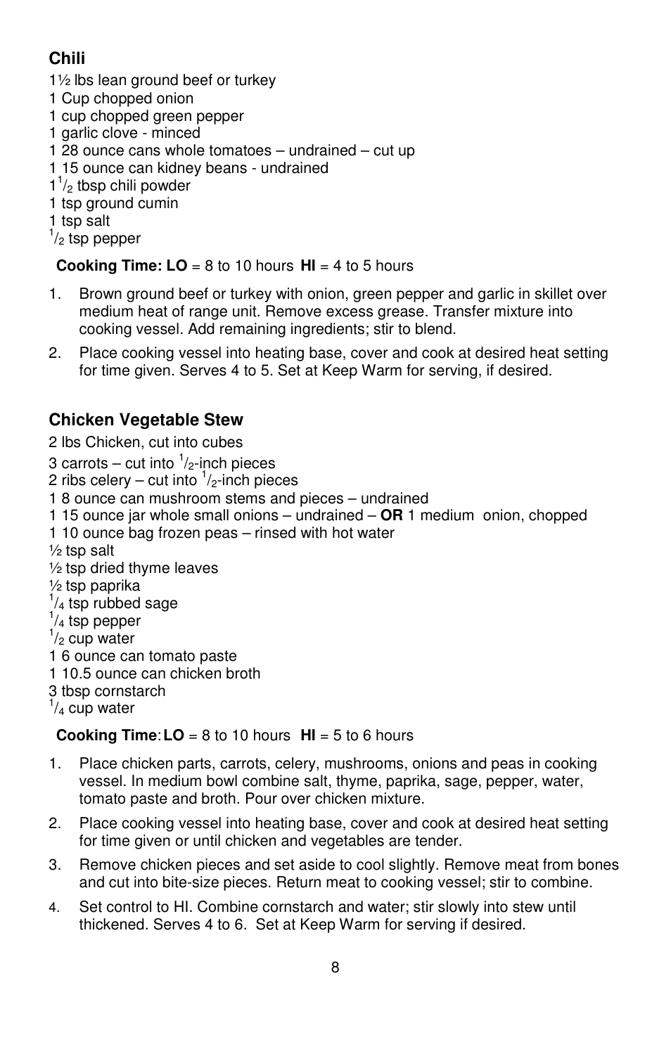 West Bend Crockery L5661A User Manual | Page 8 / 28