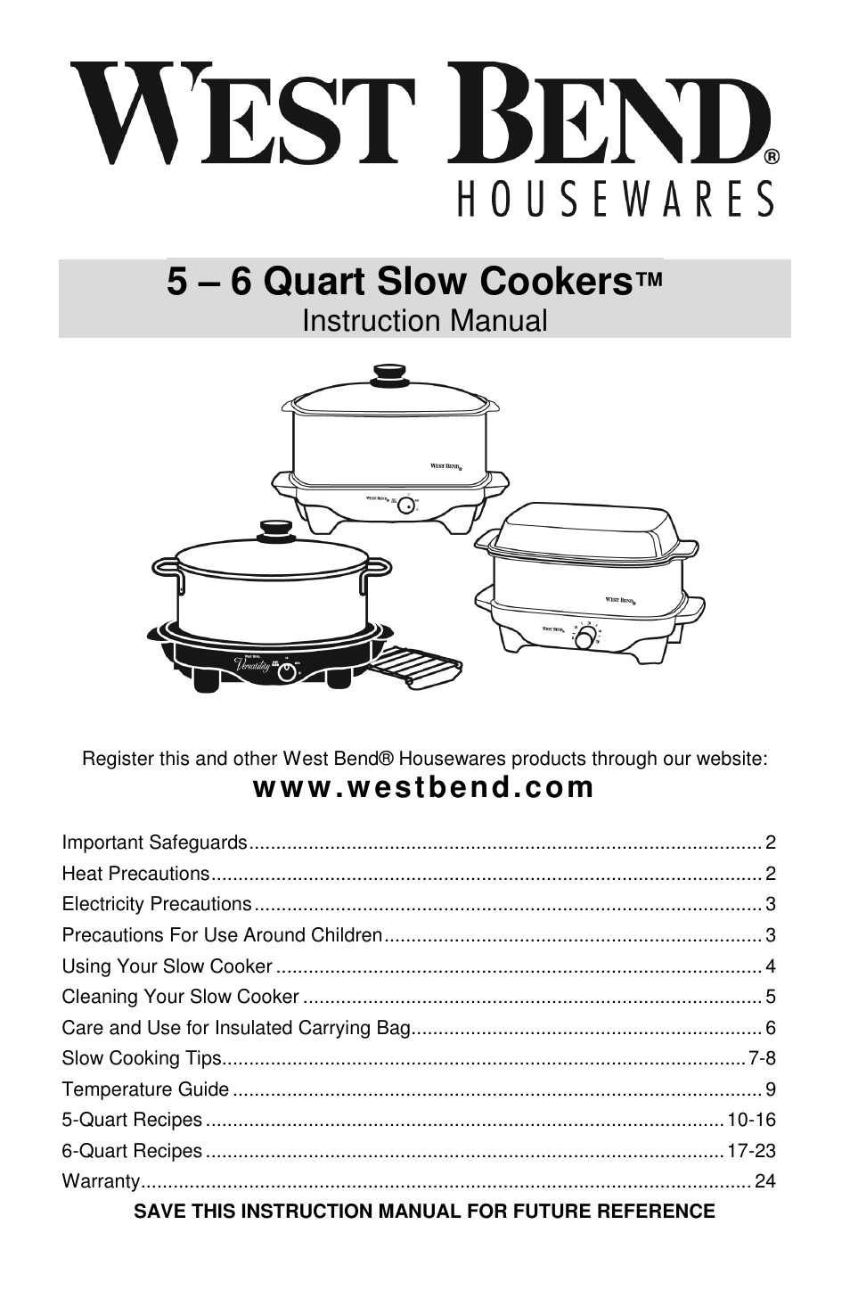 West Bend Cookers User Manual | 72 pages