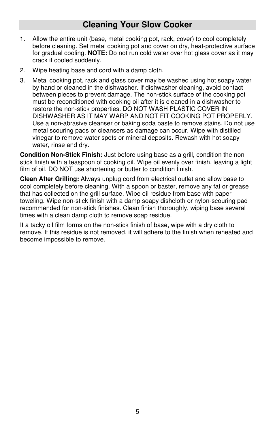 Cleaning your slow cooker | West Bend Cookers User Manual | Page 5 / 72