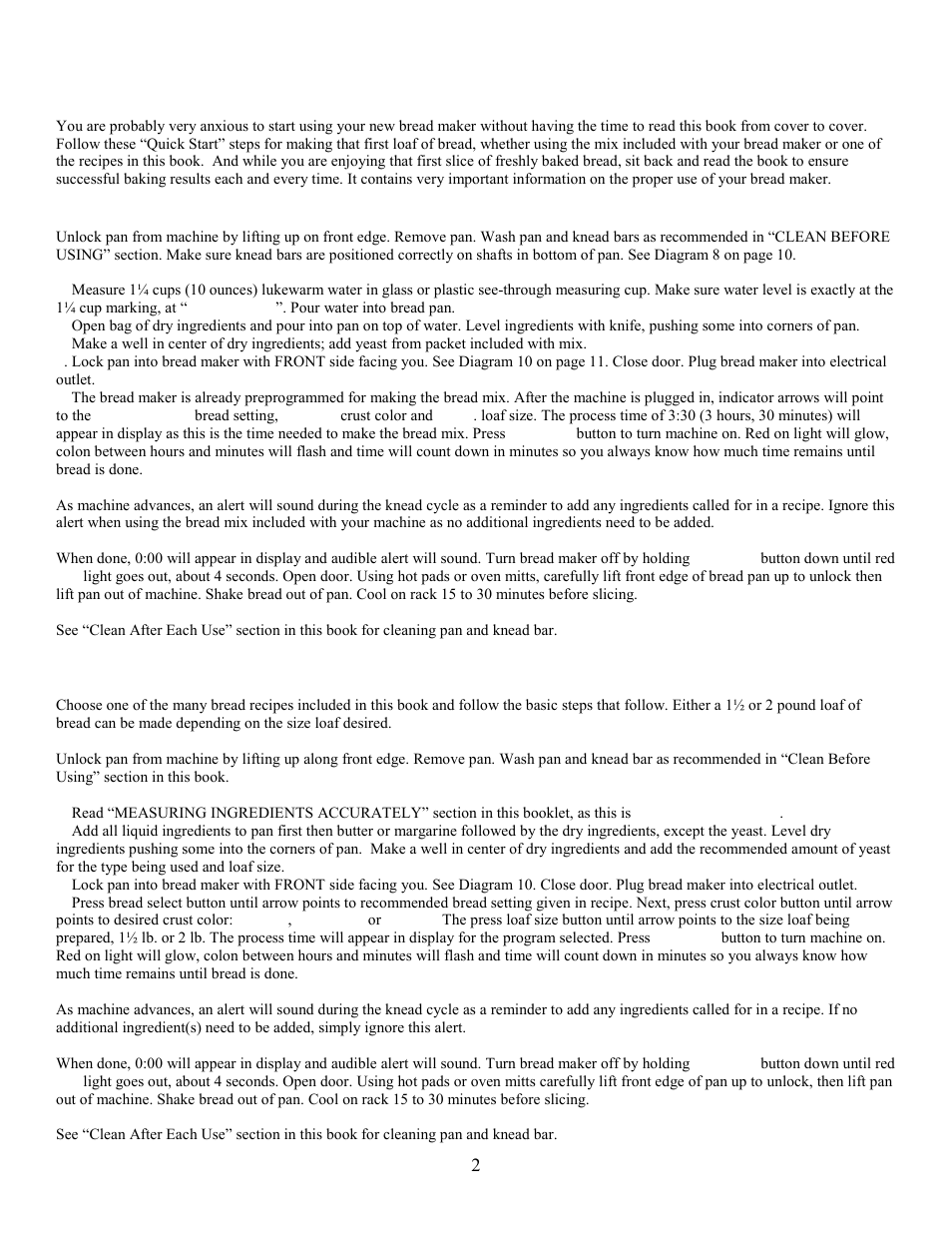 Quick start” steps for making first loaf of bread | West Bend L5005 User Manual | Page 3 / 39