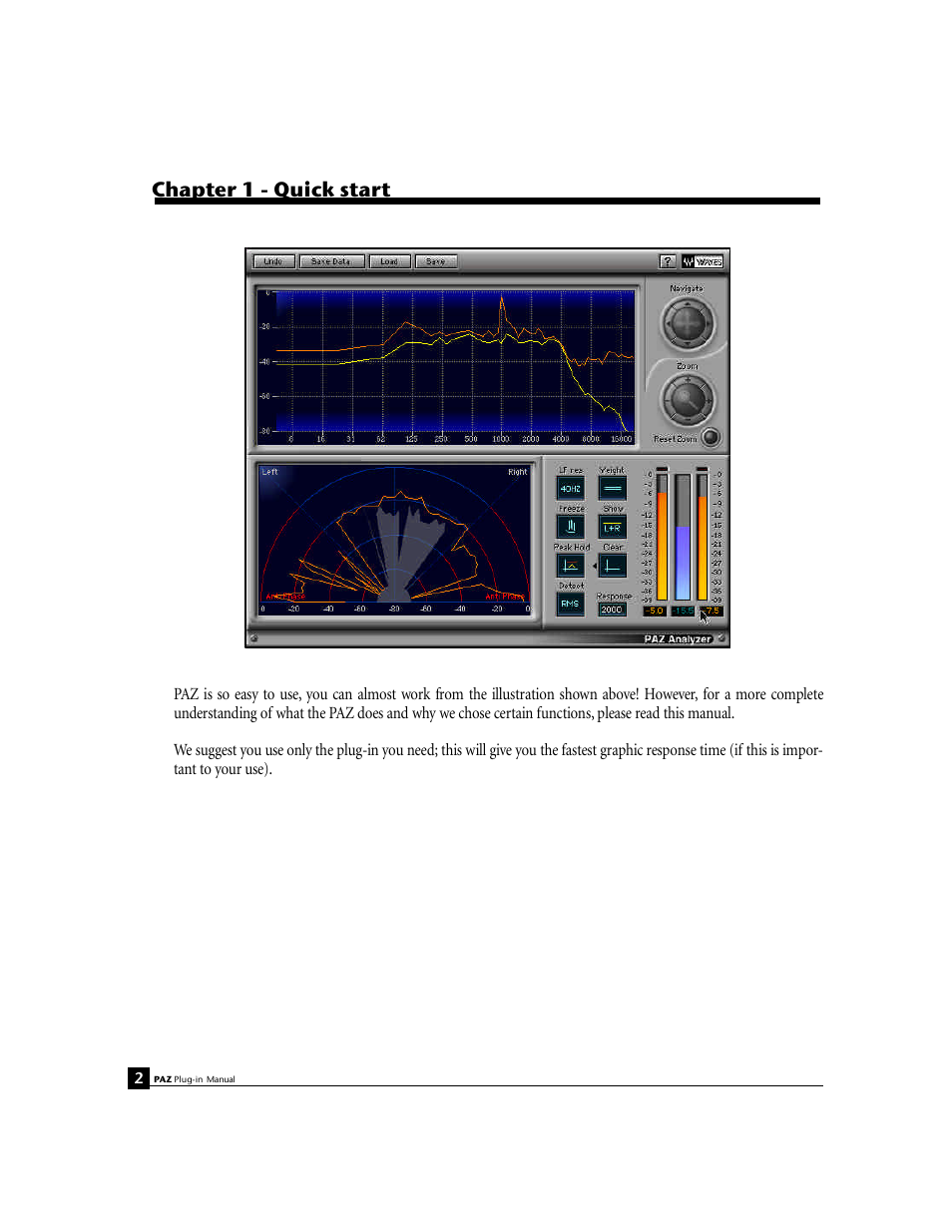 Chapter 1 -quick start, Chapter 1 - quick start | Waves Psychoacoustic Analyzer PAZ User Manual | Page 3 / 9