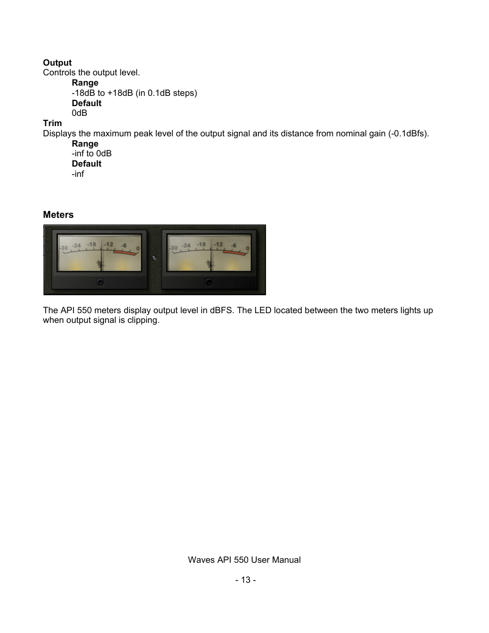 Waves API 550 User Manual | Page 13 / 20