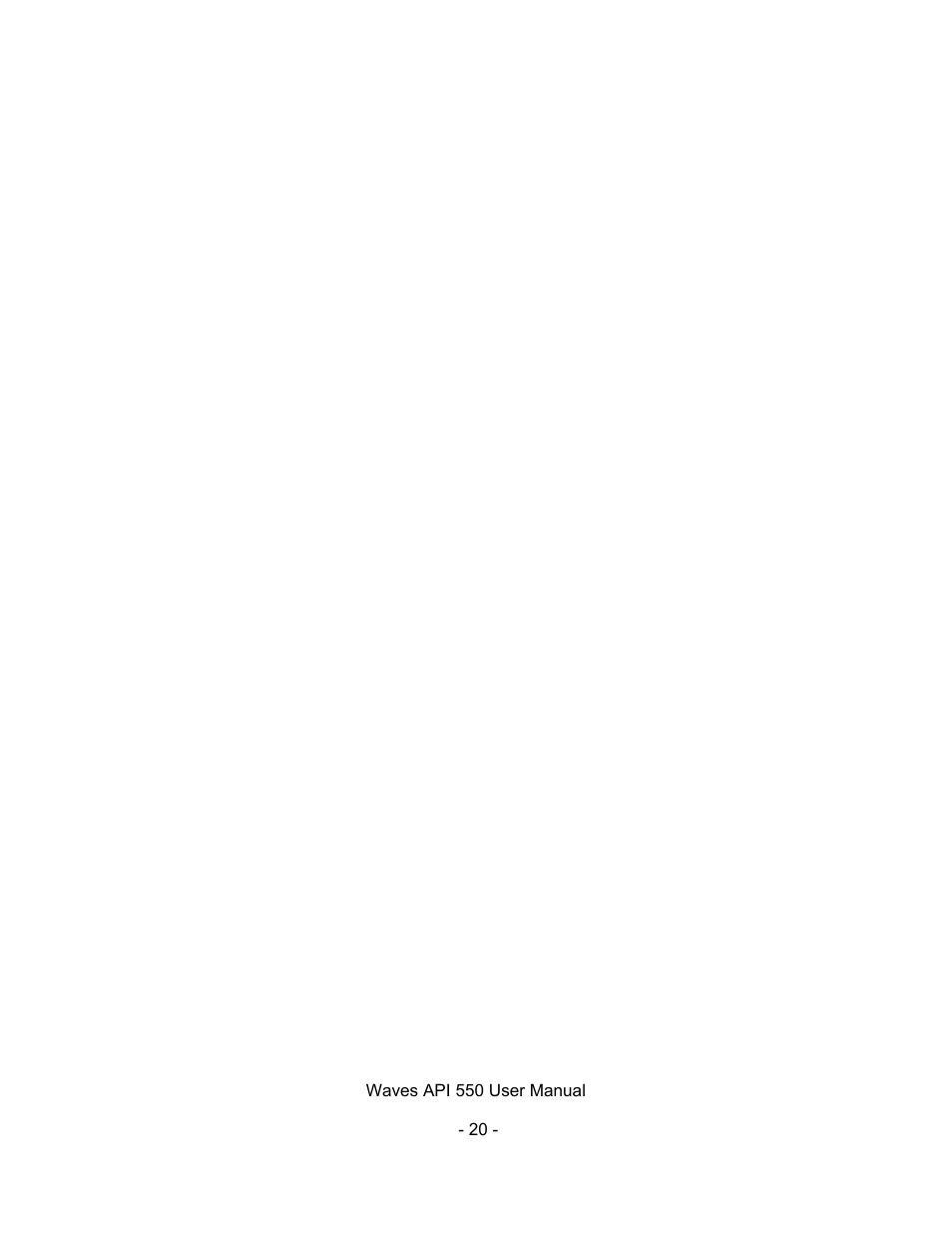 Waves API 550 User Manual | Page 20 / 20