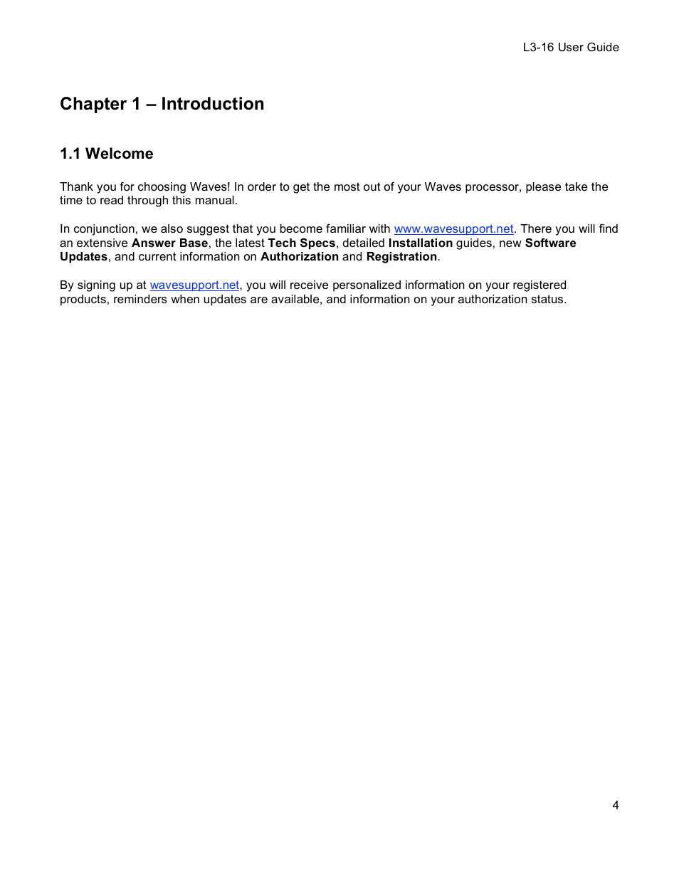 Chapter 1 – introduction, 1 welcome | Waves Multimaximizer L3-16 User Manual | Page 4 / 23
