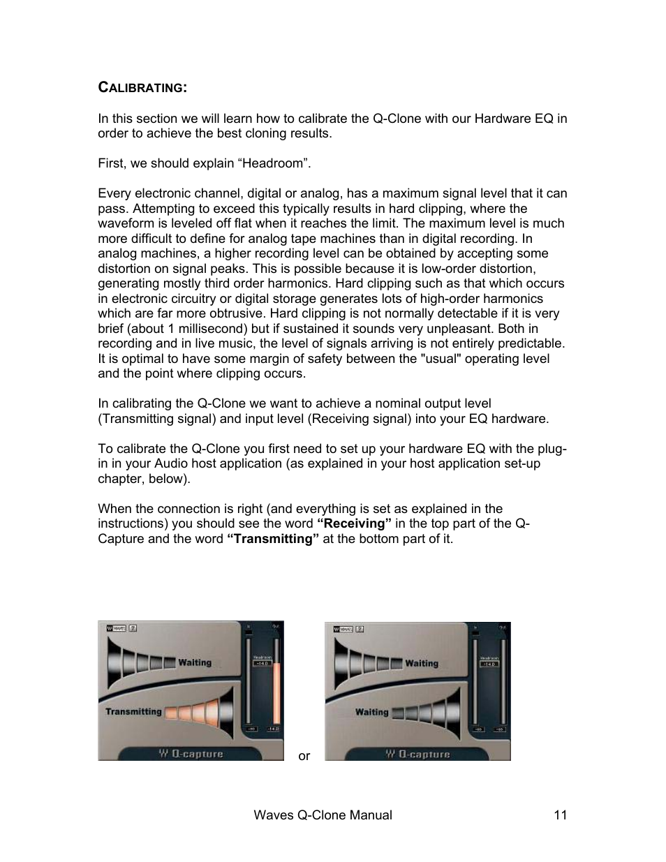 Calibrating | Waves EQ Sampling System Q-Clone User Manual | Page 11 / 34