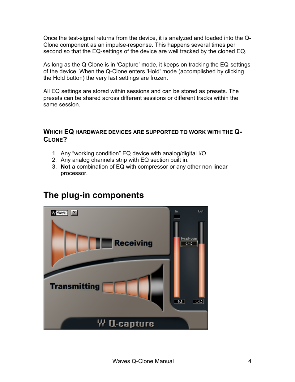 The plug-in components | Waves EQ Sampling System Q-Clone User Manual | Page 4 / 34