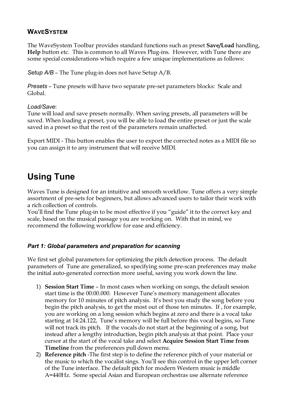 Using tune | Waves Plug-in for Vocals and Monophonic User Manual | Page 15 / 20
