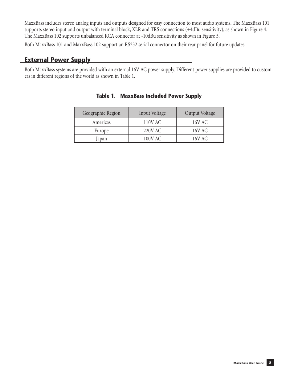 External power supply | Waves MaxxBass 102 User Manual | Page 9 / 18