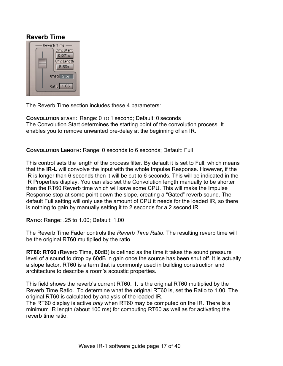 Reverb time | Waves Parametric Convolution Reverb IR-L User Manual | Page 17 / 40