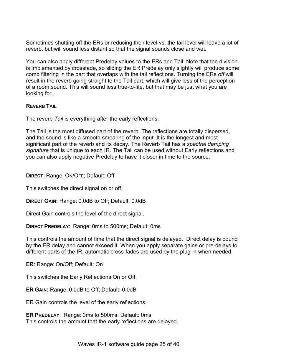 Reverb tail | Waves Parametric Convolution Reverb IR-L User Manual | Page 25 / 40