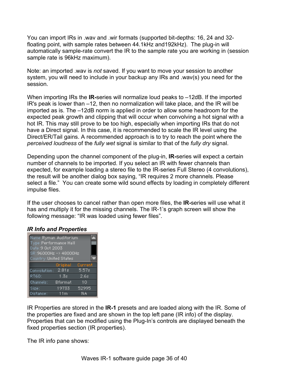 Waves Parametric Convolution Reverb IR-L User Manual | Page 36 / 40