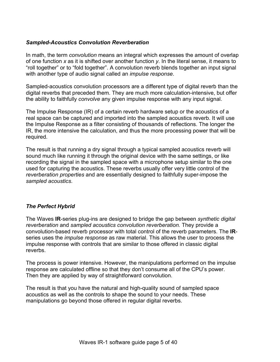 Waves Parametric Convolution Reverb IR-L User Manual | Page 5 / 40