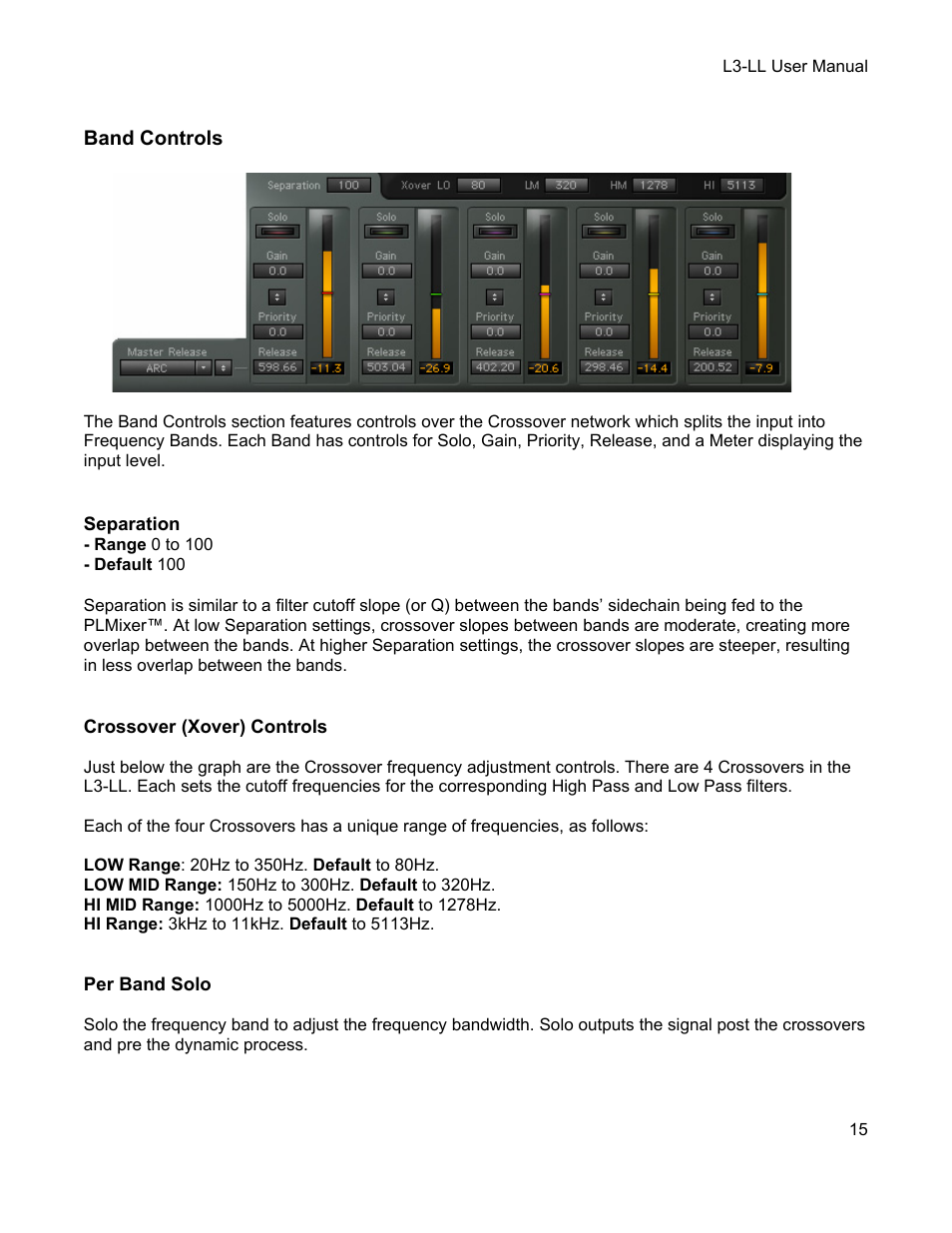 Band controls | Waves Multimaximizer L3-LL User Manual | Page 15 / 26