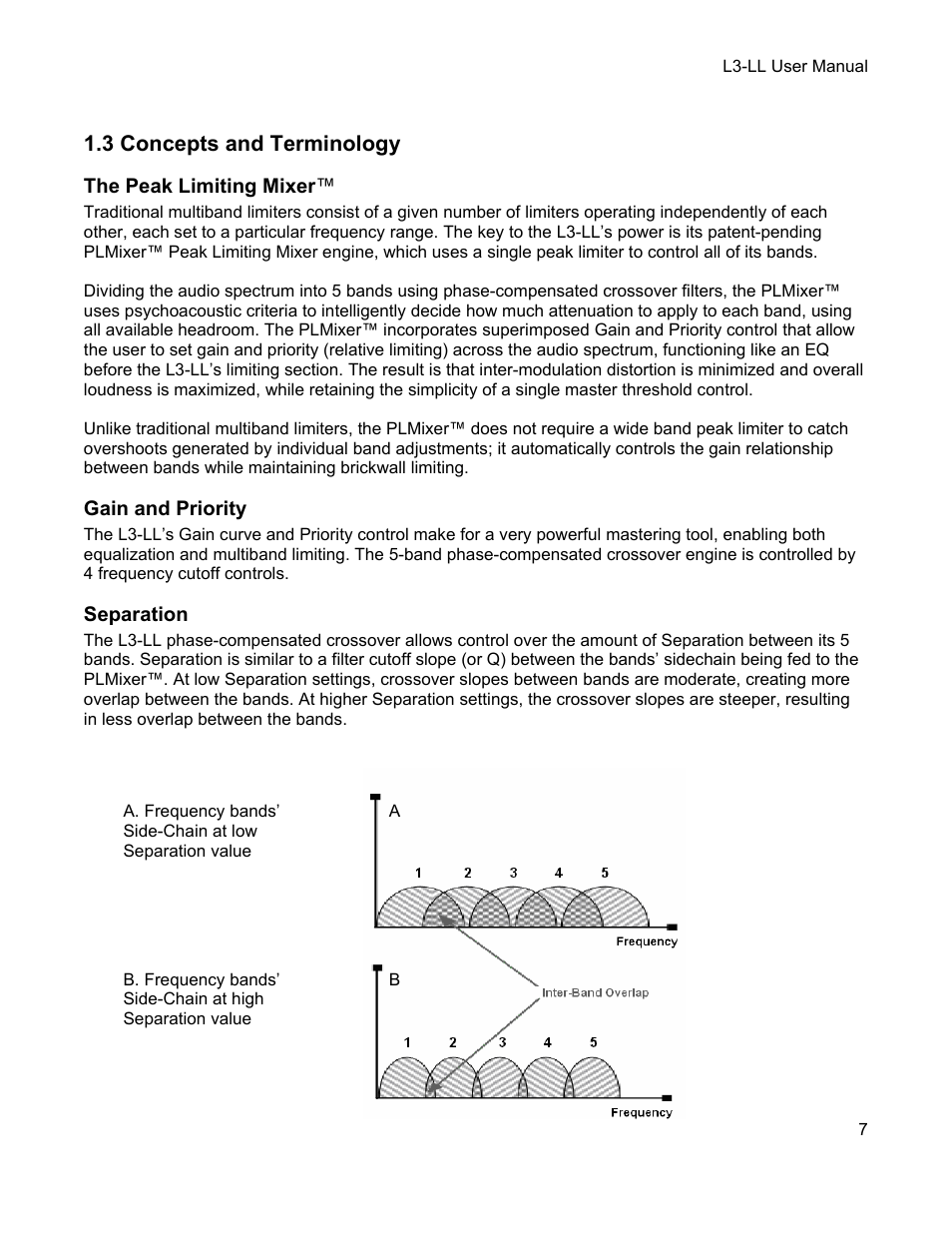 3 concepts and terminology, The peak limiting mixer, Gain and priority | Separation, Oncepts and, Erminology | Waves Multimaximizer L3-LL User Manual | Page 7 / 26