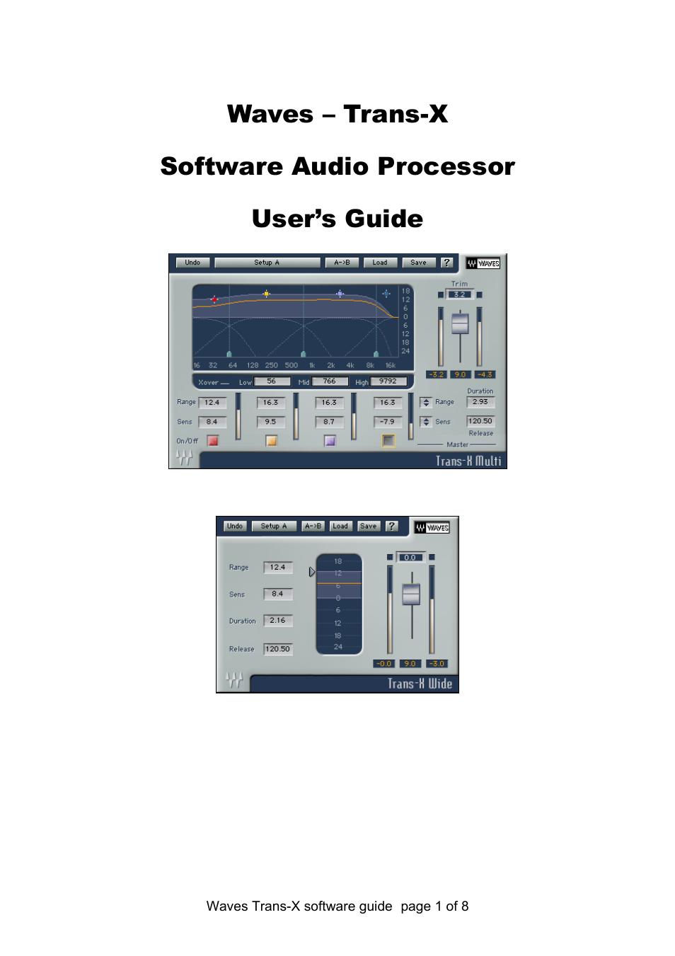 Waves Trans-X User Manual | 8 pages