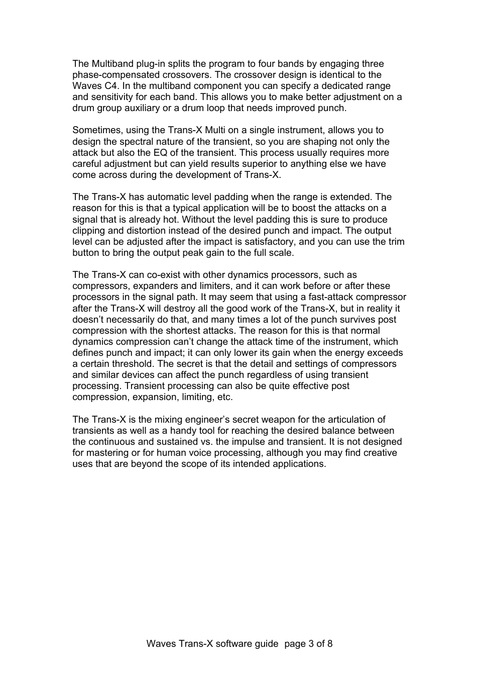 Waves Trans-X User Manual | Page 3 / 8