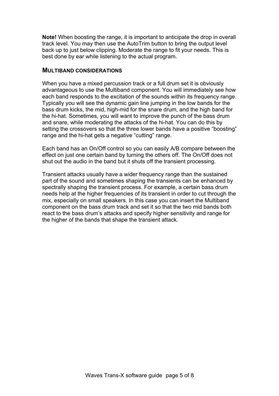 Waves Trans-X User Manual | Page 5 / 8