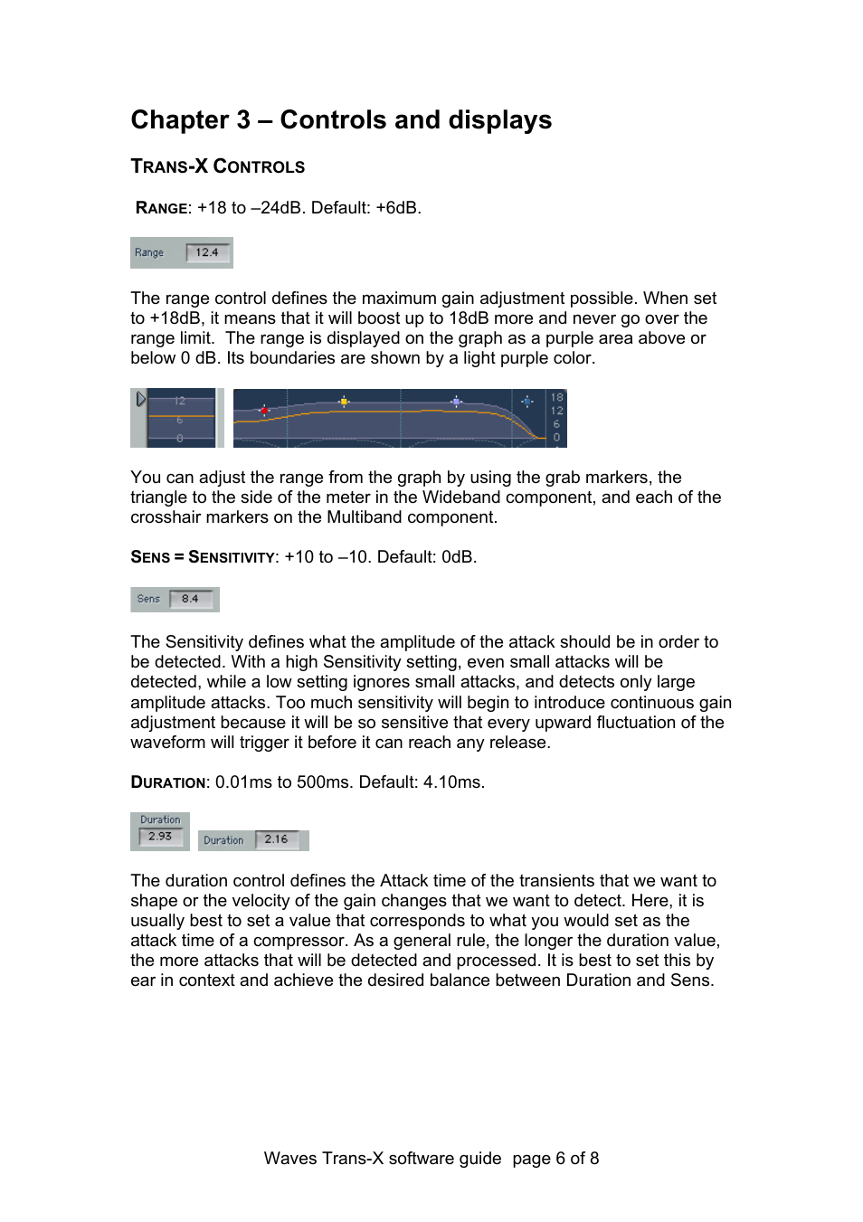 3 – controls and displays, Chapter 3 – controls and displays | Waves Trans-X User Manual | Page 6 / 8