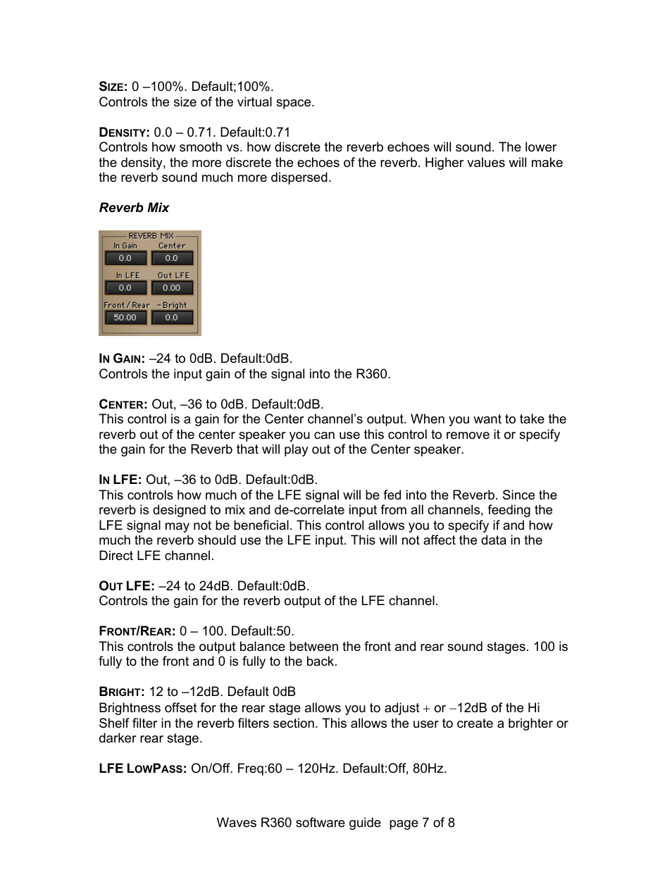 Reverb mix | Waves Parametric Convolution Reverb IR-360 User Manual | Page 7 / 8