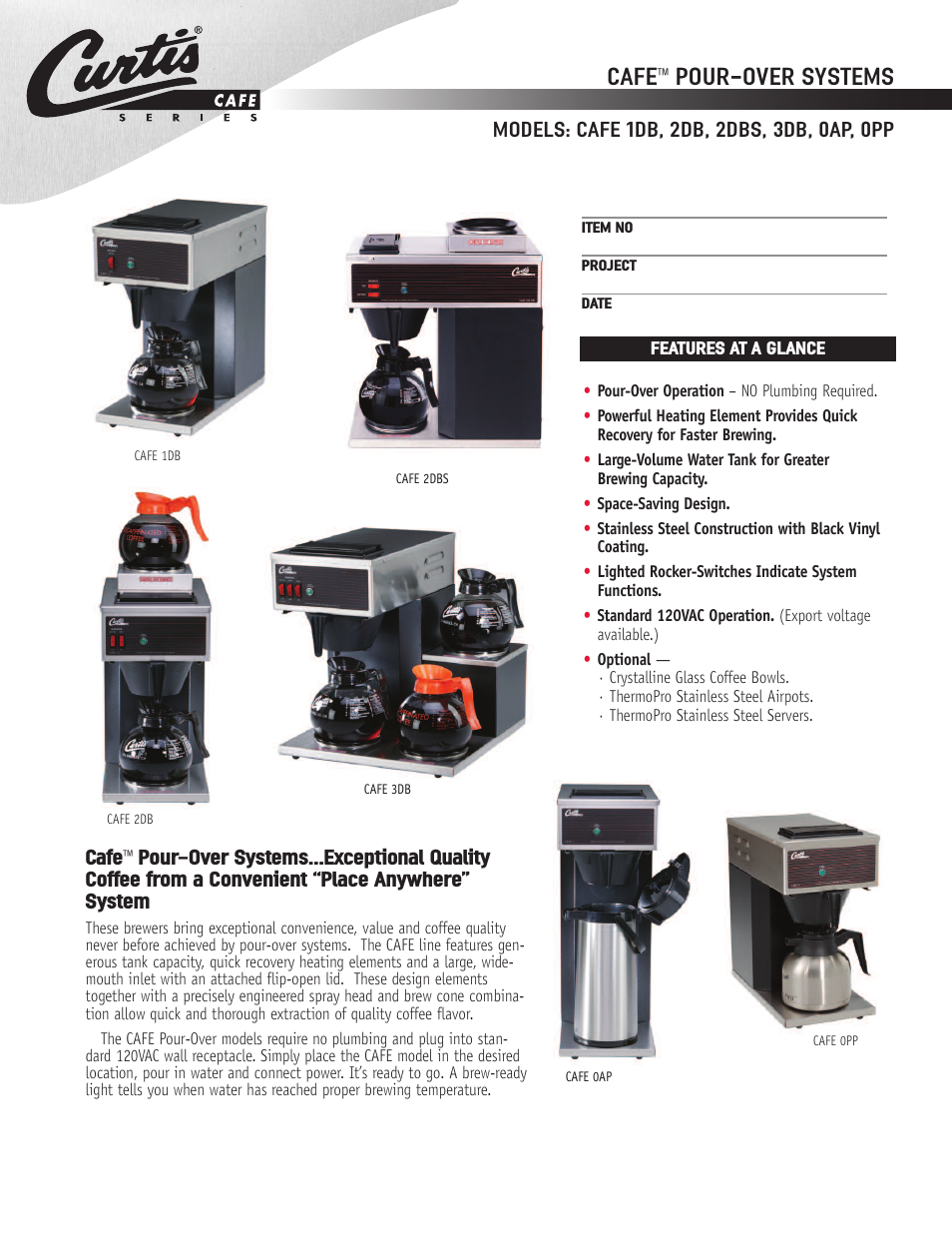 Wibur Curtis Company CAFE 2DBS User Manual | 2 pages