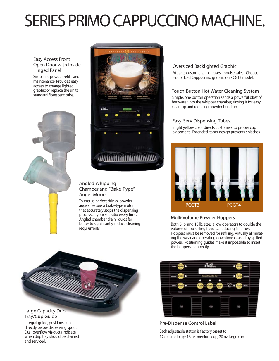 11421 f3226 v13-3.pdf, Series primo cappuccino machine | Wibur Curtis Company PCGT3 User Manual | Page 3 / 4