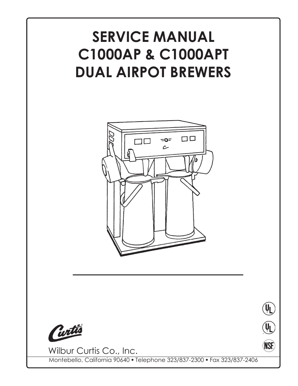 Wibur Curtis Company C1000AP User Manual | 12 pages