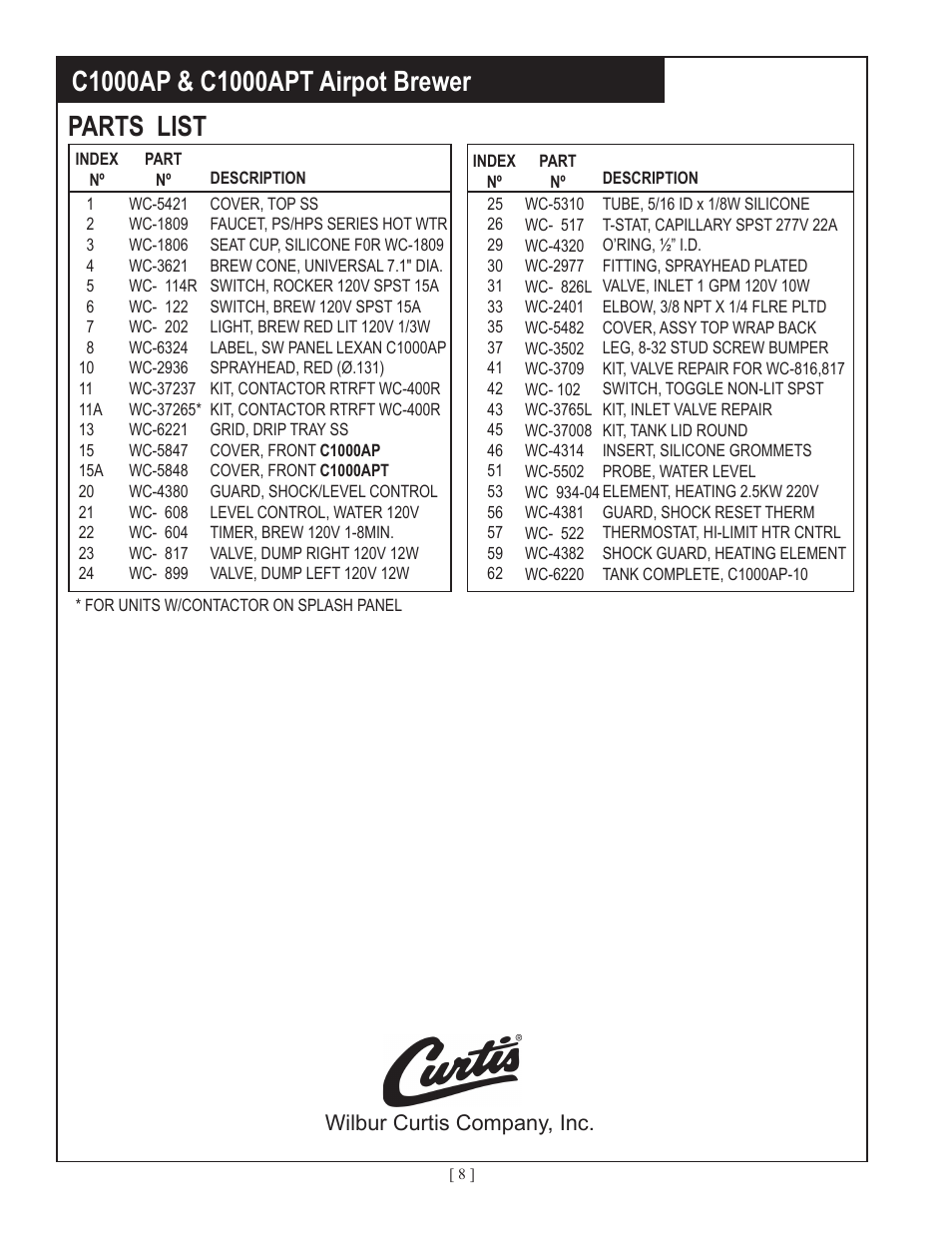 Wilbur curtis company, inc | Wibur Curtis Company C1000AP User Manual | Page 10 / 12