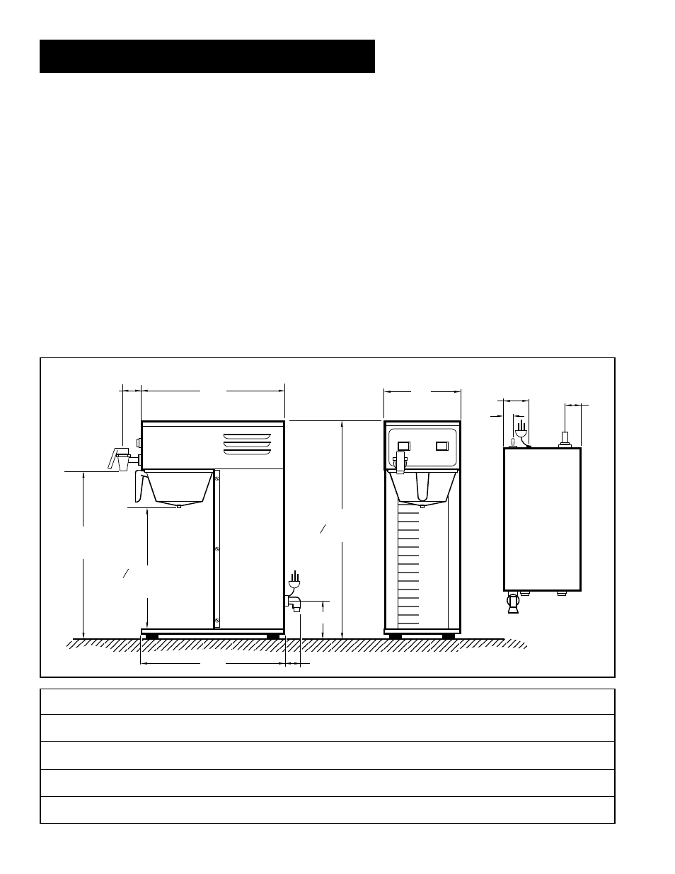 C500ap airpot coffee brewer unpacking, Rough-in drawing - c500ap | Wibur Curtis Company C500APT User Manual | Page 2 / 12