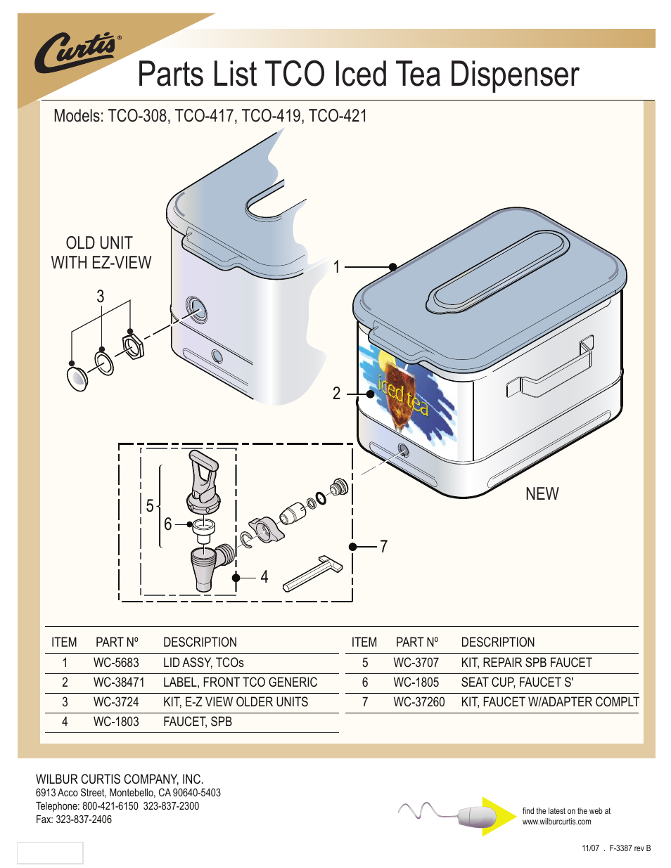 Wibur Curtis Company TCO-421 User Manual | 1 page