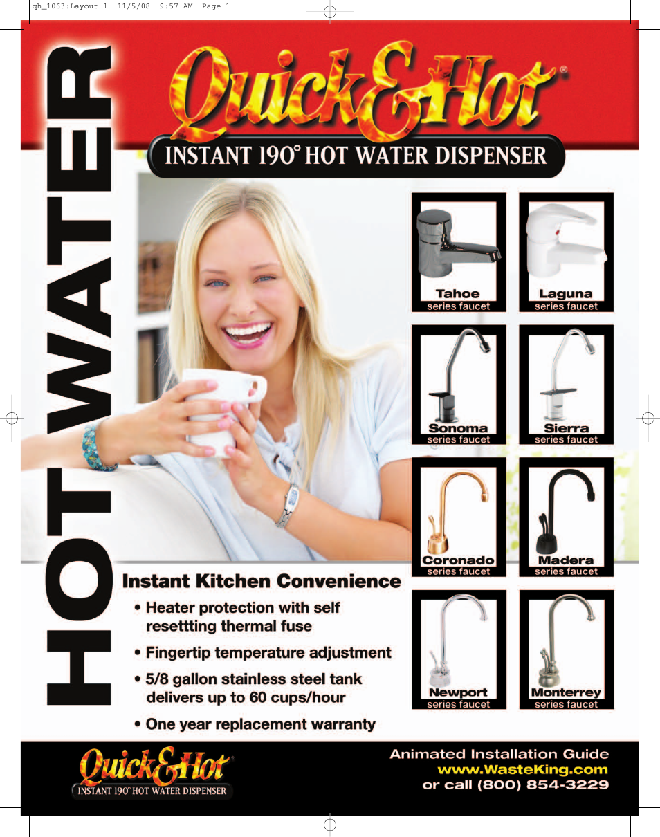 Waste King Quick&Hot Hot Water Dispenser User Manual | 2 pages