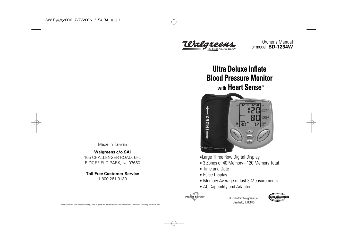 Walgreens BD-1234W User Manual | 30 pages