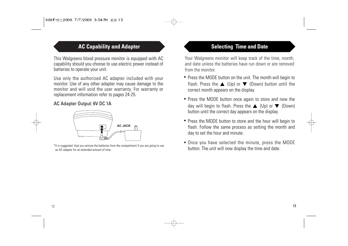 Walgreens BD-1234W User Manual | Page 8 / 30