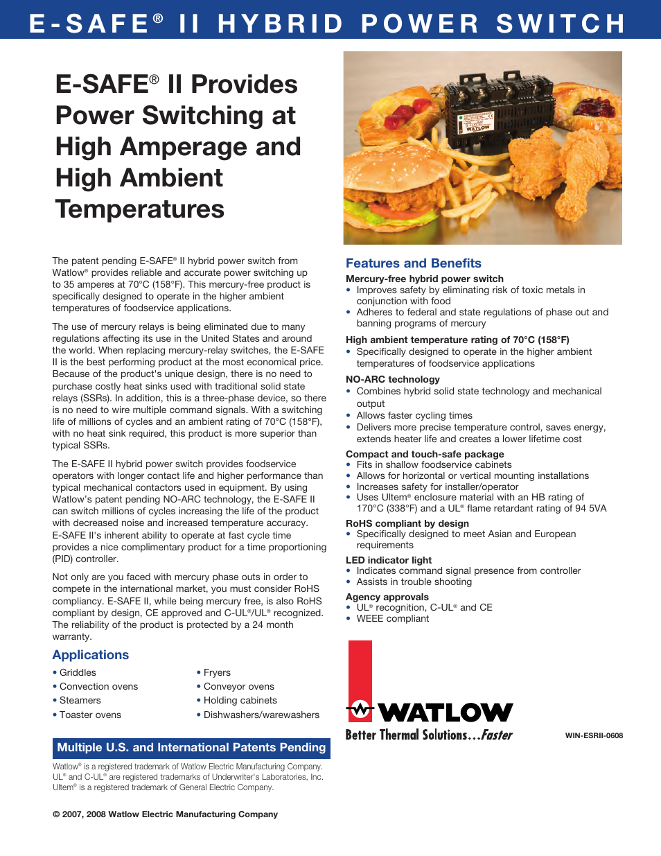 Watlow Electric E-Safe II User Manual | 2 pages