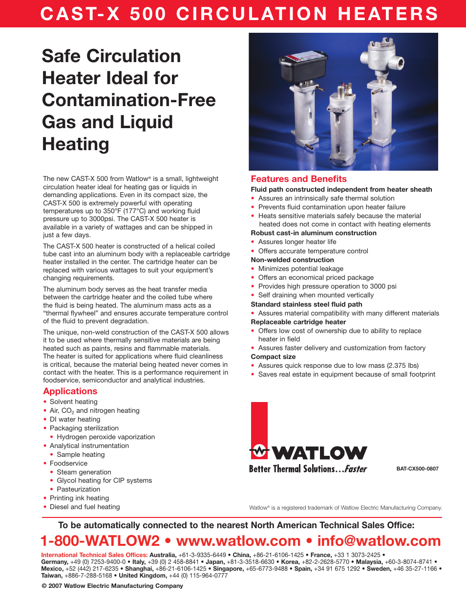 Watlow Electric CAST-X 500 User Manual | 2 pages