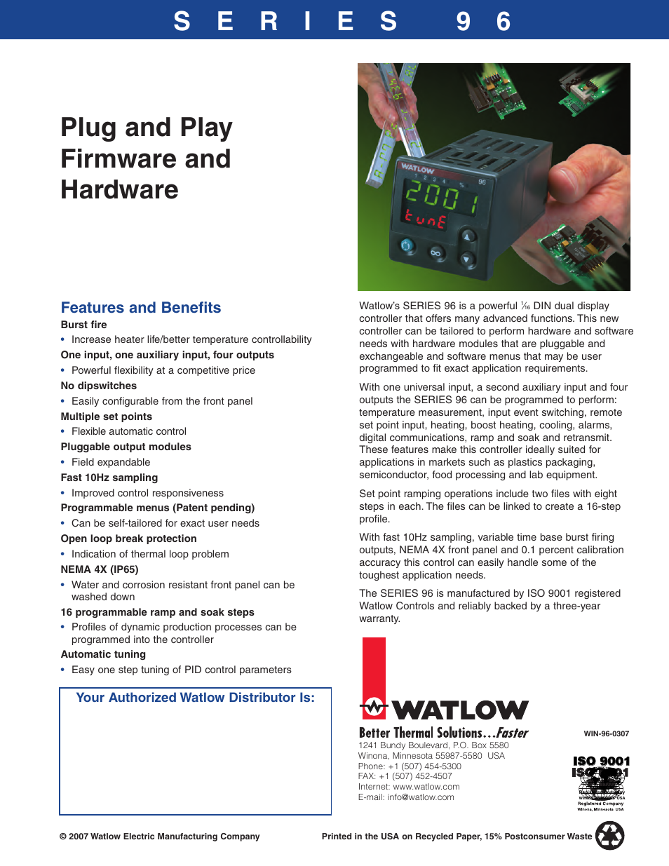 Watlow Electric Series 96 User Manual | 4 pages