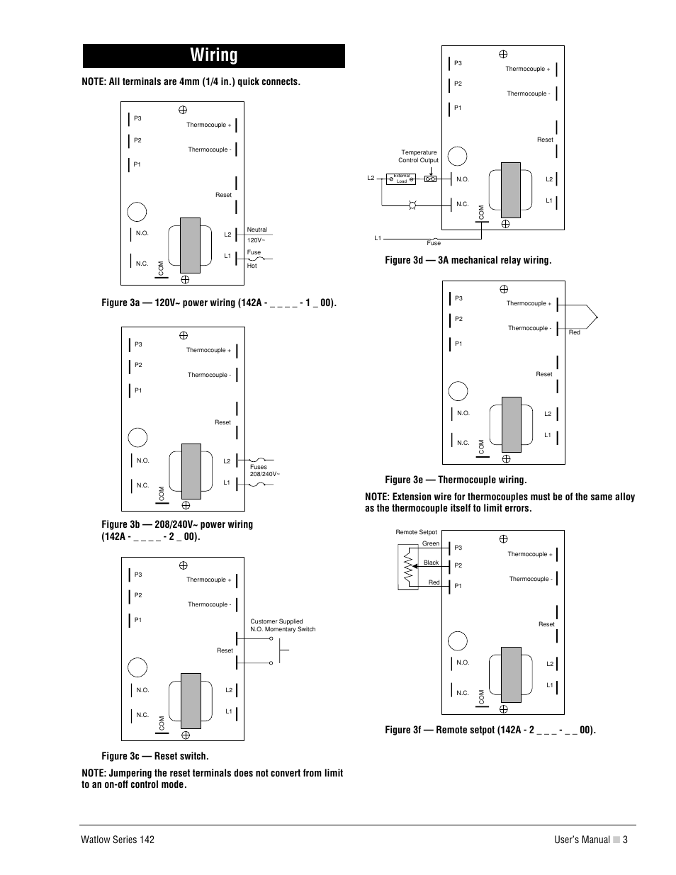 Wiring | Watlow Series 142 User Manual | Page 3 / 8