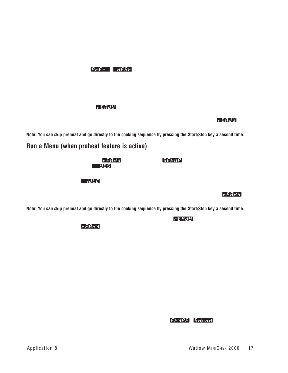 Run a menu (when preheat feature is active) | Watlow MINICHEF Convection Oven Application User Manual | Page 19 / 40