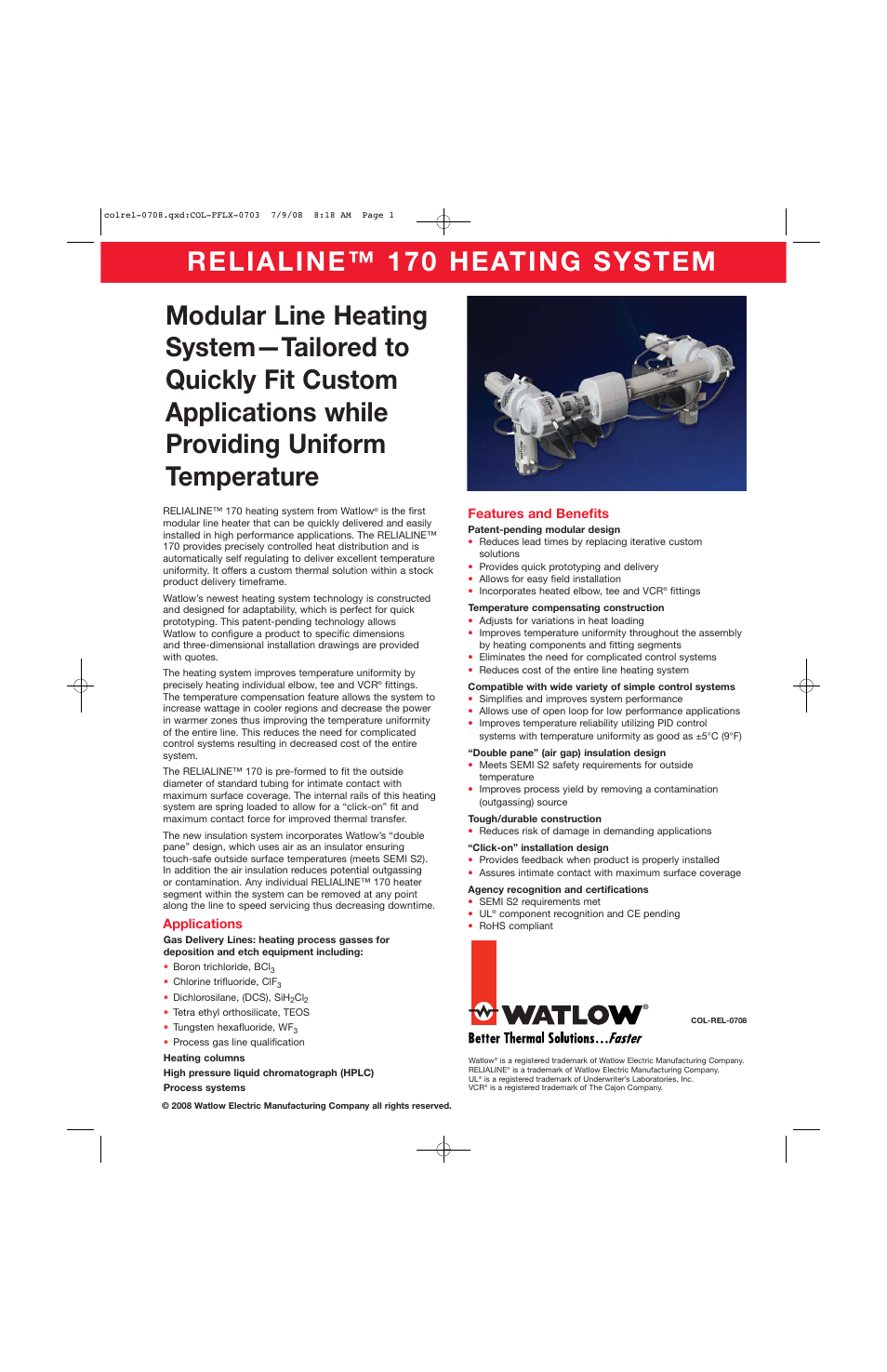 Watlow Electric Relialine 170 User Manual | 2 pages