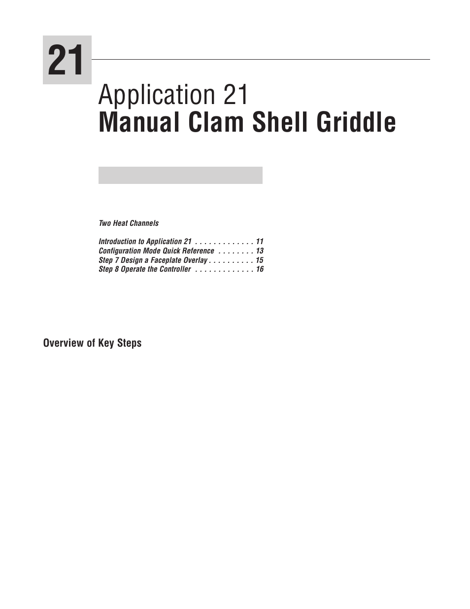 Application 21 manual clam shell griddle | Watlow MINICHEF 2000 Griddle Applications User Manual | Page 12 / 46