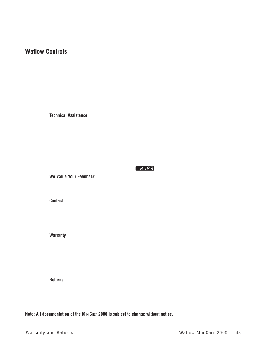 Watlow controls | Watlow MINICHEF 2000 Griddle Applications User Manual | Page 44 / 46