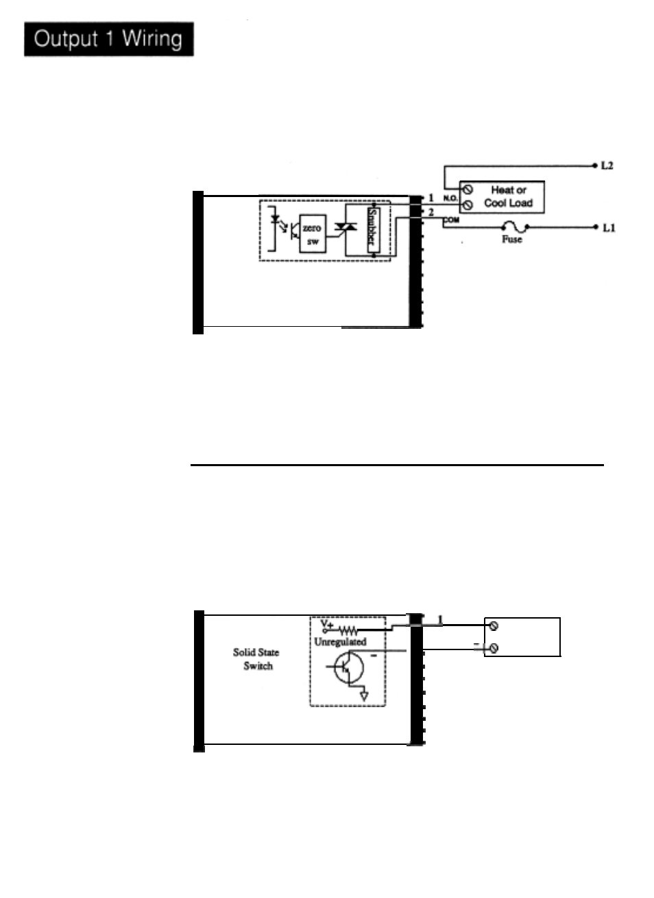 Solid state relay, output 1 wiring, Dc output 1 (open collector) wiring 15, Output | Option “b”, solid state relay, State | Watlow Electric Micro-Based Autotuning Control SERIES 980/985 User Manual | Page 16 / 47