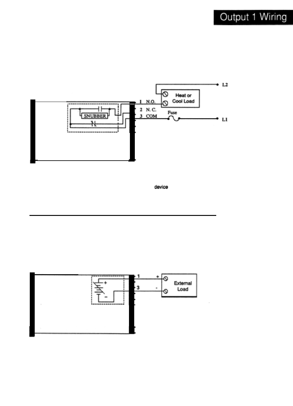 6 amp relay, output 1 wiring, O-lovdc, output 1 wiring | Watlow Electric Micro-Based Autotuning Control SERIES 980/985 User Manual | Page 17 / 47
